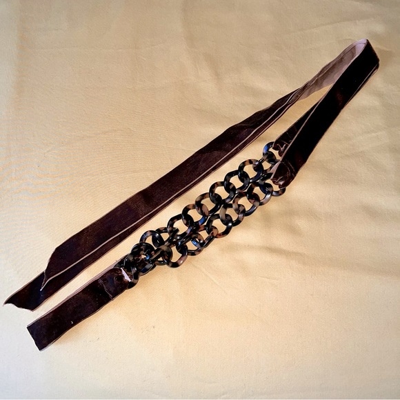 J. Crew Velvet/Tortoise Shell Chainlink Belt - Picture 1 of 2